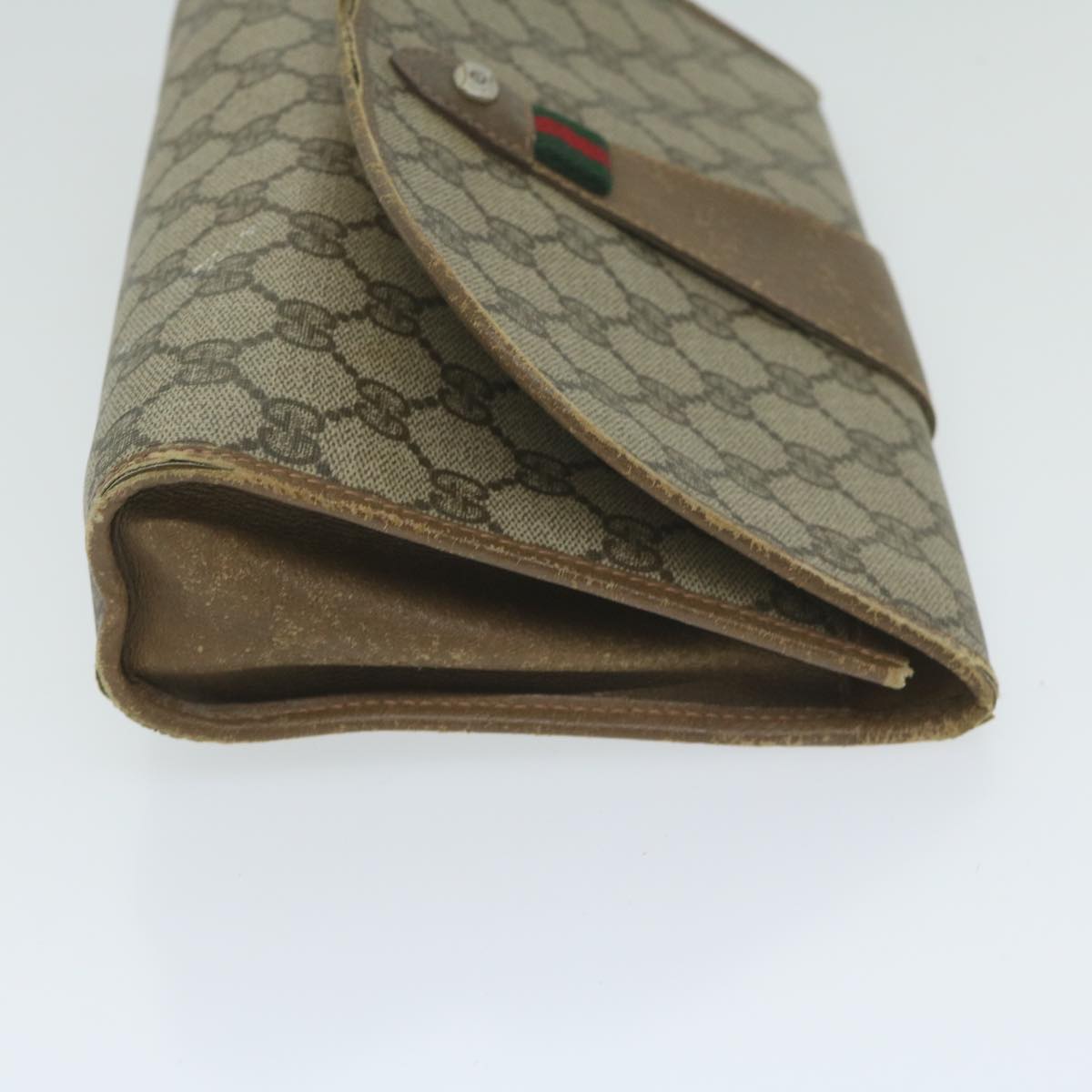 GUCCI GG Canvas Web Sherry Line Clutch Bag PVC Beige Green Red  64005