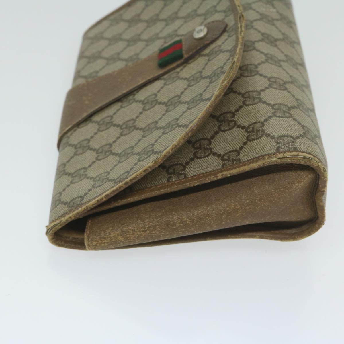 GUCCI GG Canvas Web Sherry Line Clutch Bag PVC Beige Green Red  64005