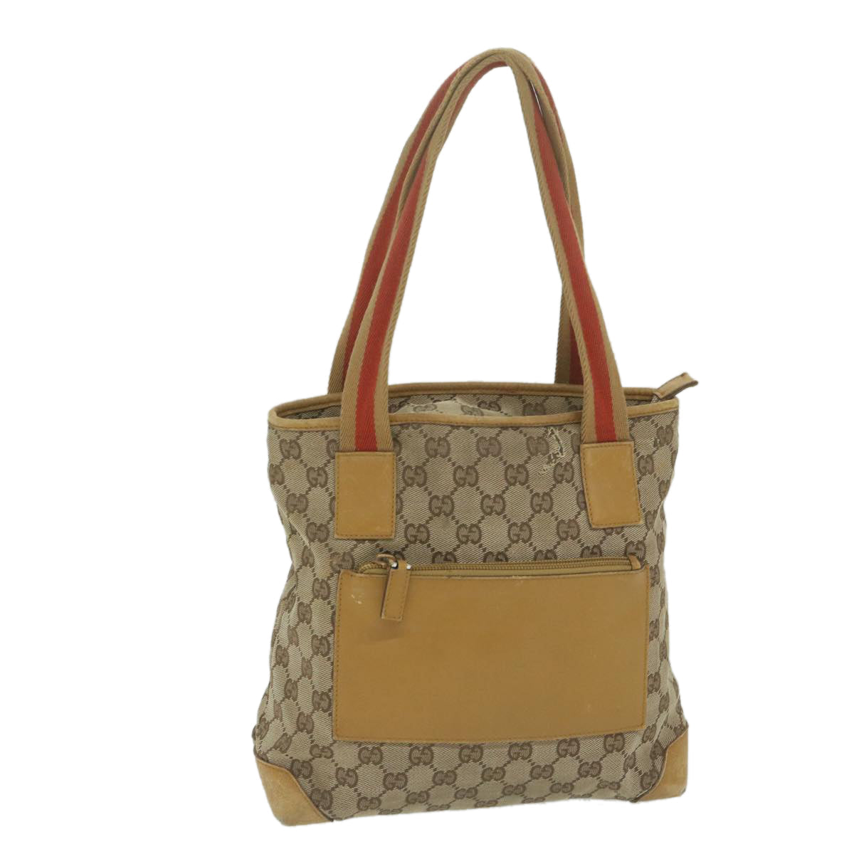 GUCCI GG Canvas Sherry Line Tote Bag Beige Orange  64008