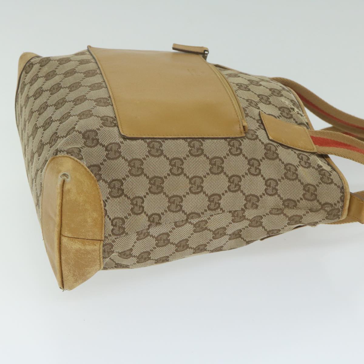 GUCCI GG Canvas Sherry Line Tote Bag Beige Orange  64008