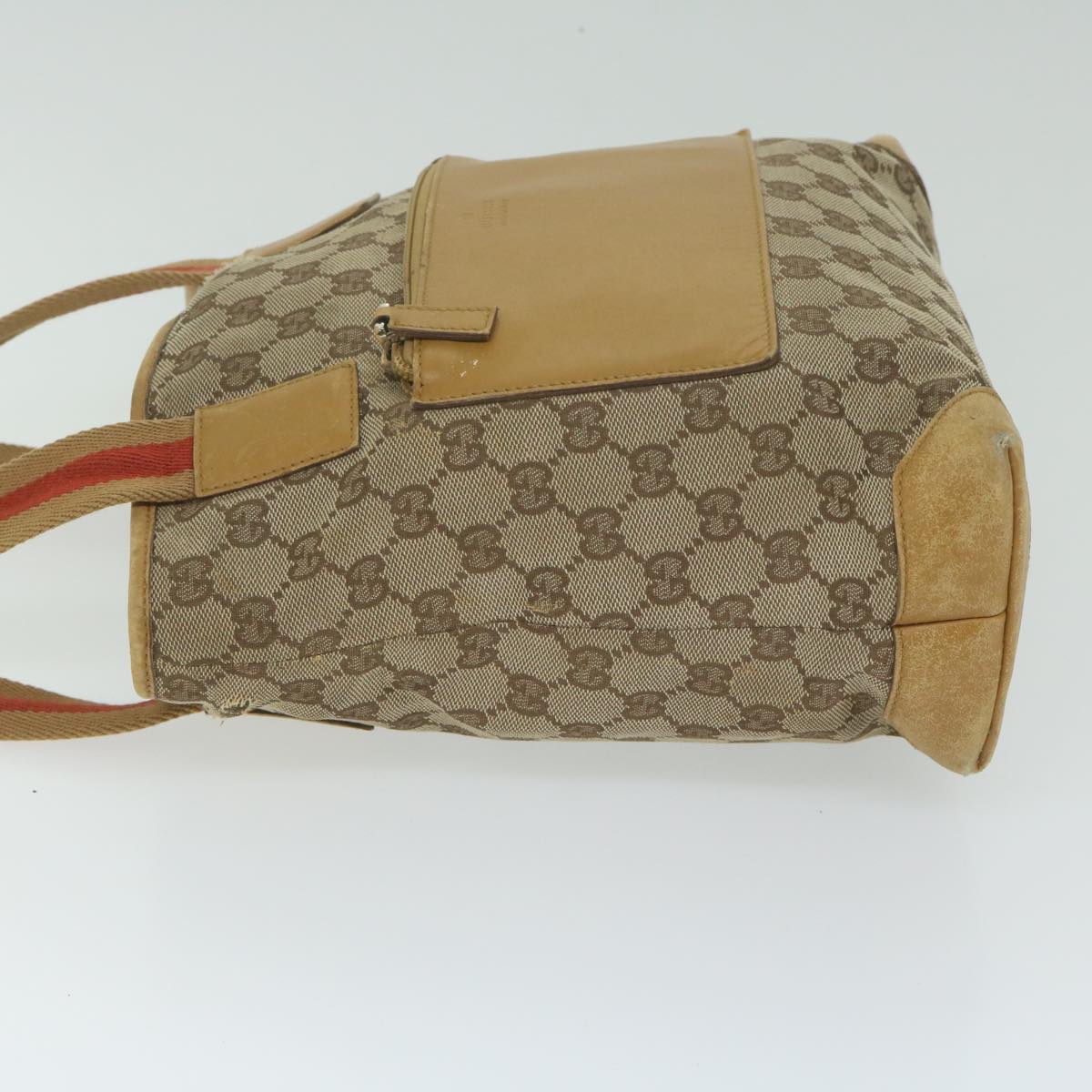 GUCCI GG Canvas Sherry Line Tote Bag Beige Orange  64008