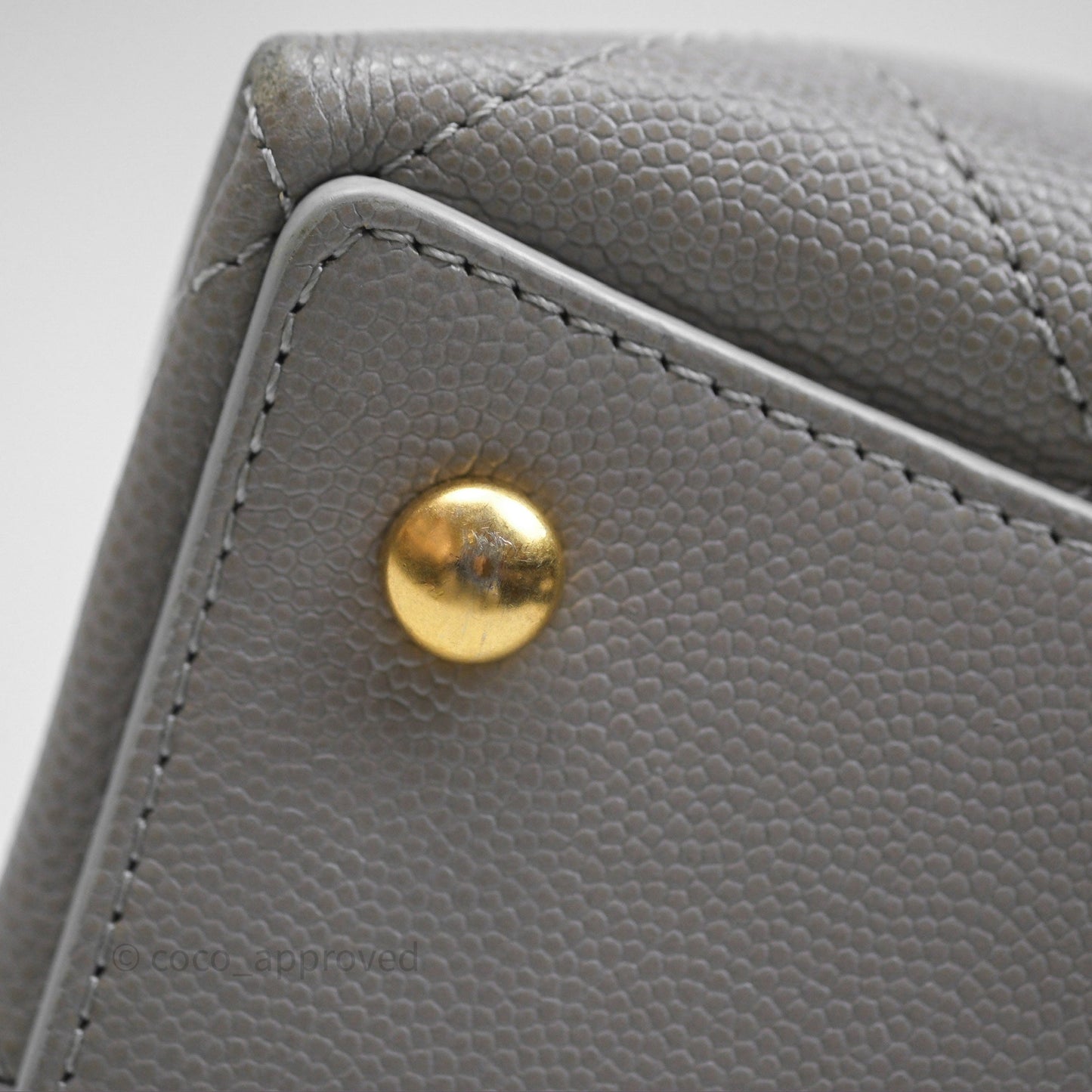 Chanel Drawstring Bucket Bag Grey Grained Calfskin Aged Gold Hardware
