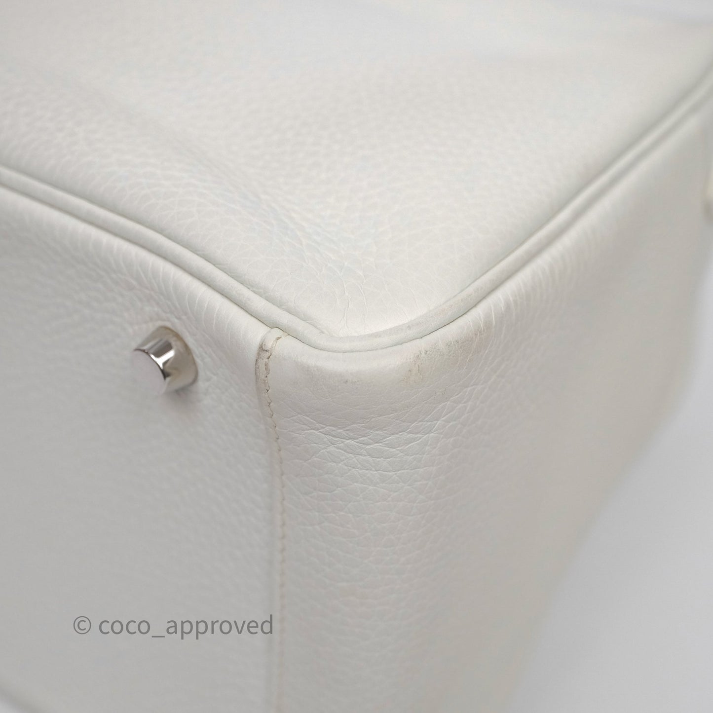 Hermès Lindy 30 White Clemence Palladium Hardware