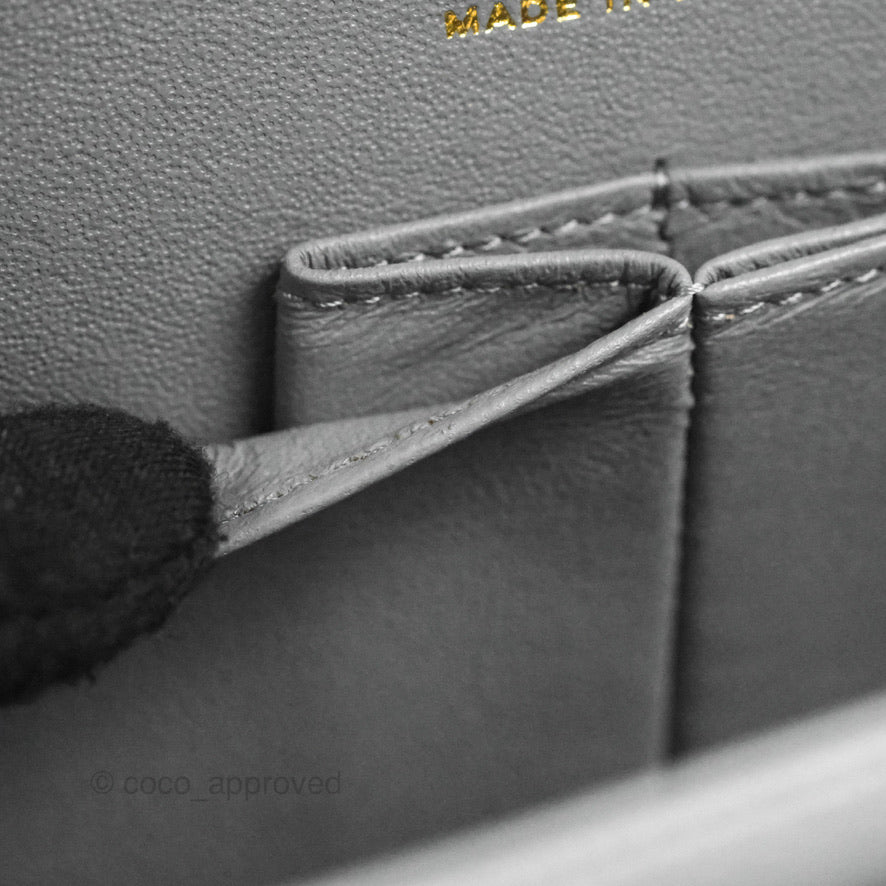Chanel Classic M/L Medium Flap Quilted Grey Caviar Gold Hardware