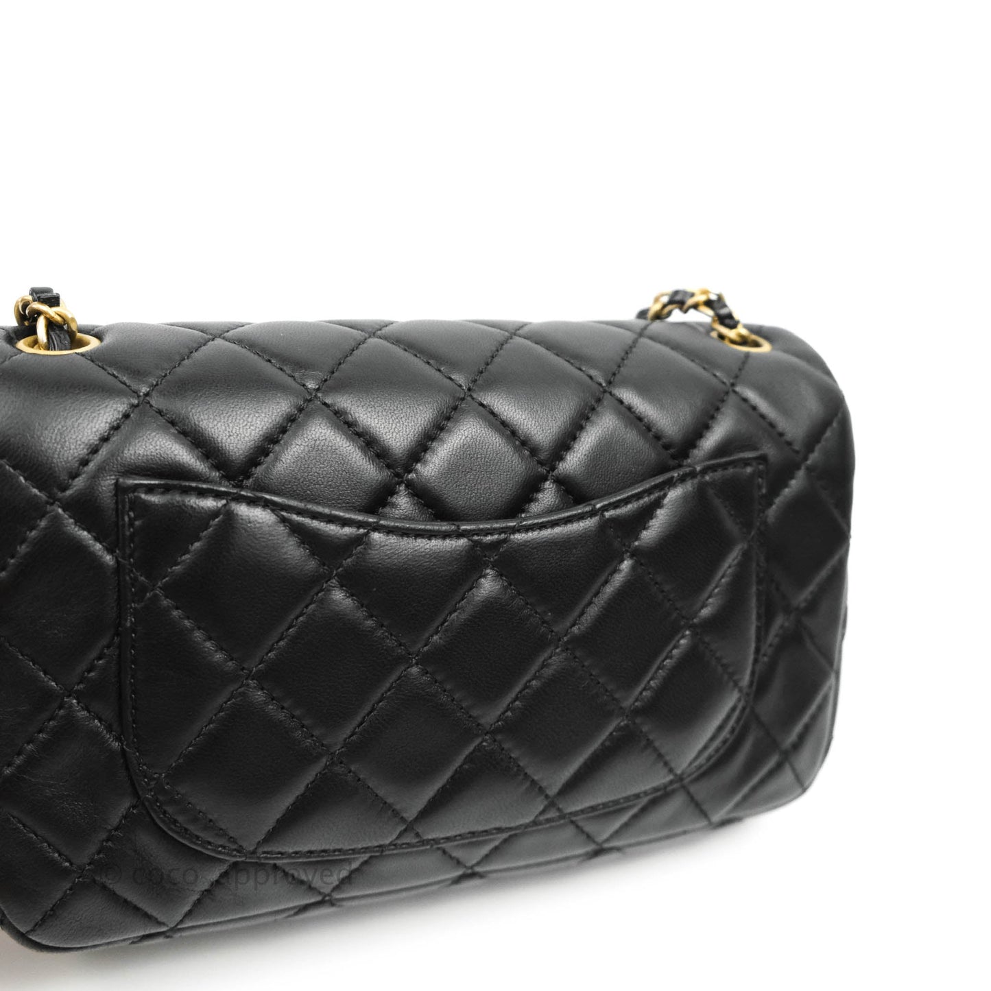 Chanel Mini Rectangular Pearl Crush Quilted Black Lambskin Gold Hardware