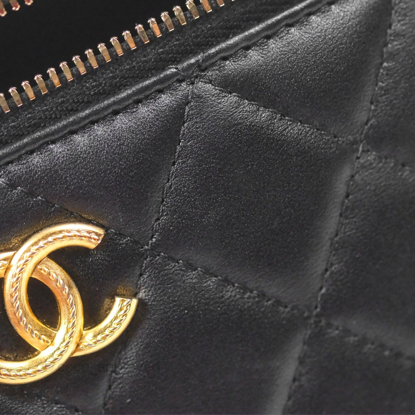 Chanel Top Handle Vanity Rectangular Black Lambskin Gold Hardware