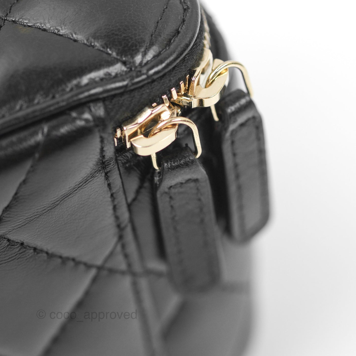 Chanel Vanity with Adjustable Chain Black Lambskin Aged Gold Hardware