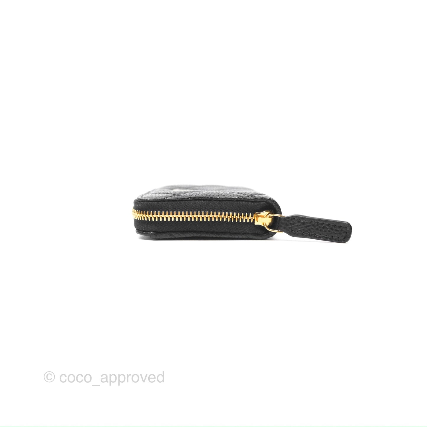 Chanel Quilted Zip Card Holder Black Caviar Gold Hardware