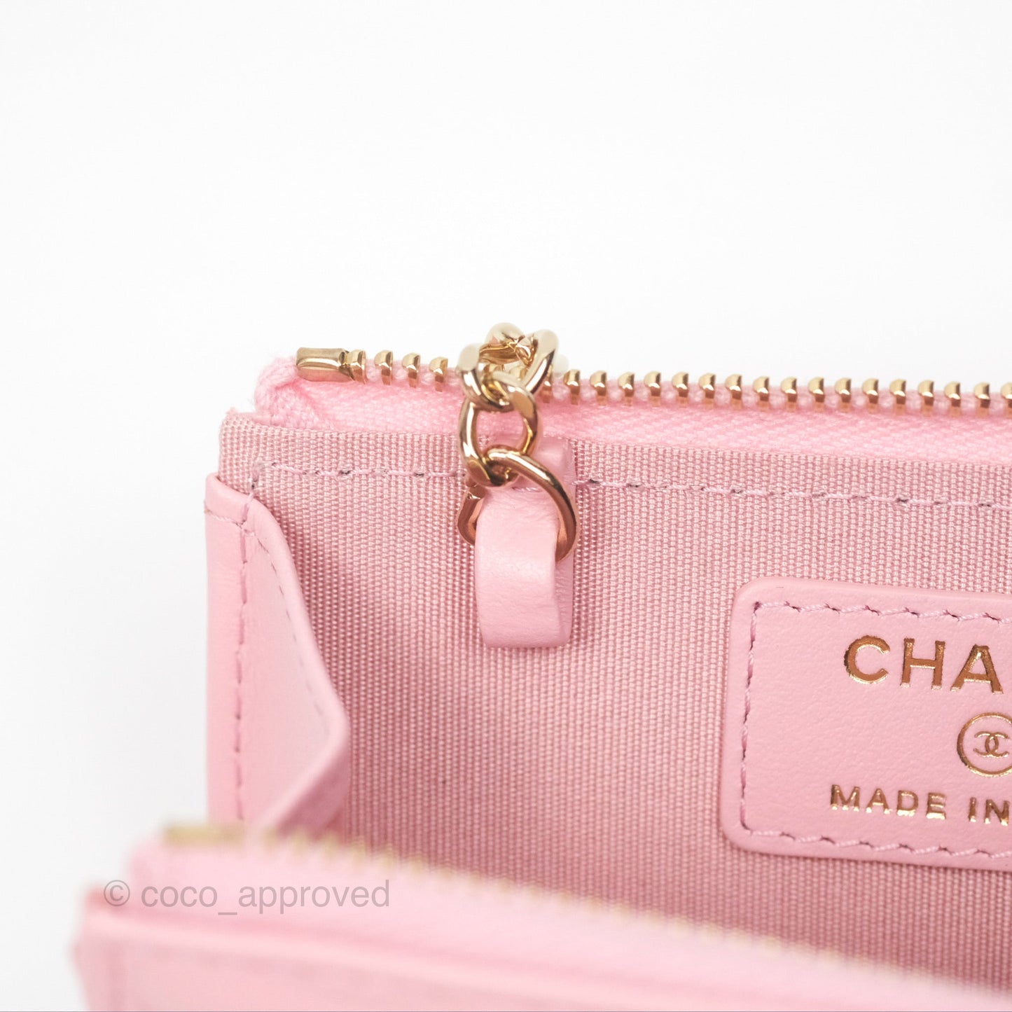 Chanel Key Holder Case Pink Camellia Embossed Lambskin Gold Hardware