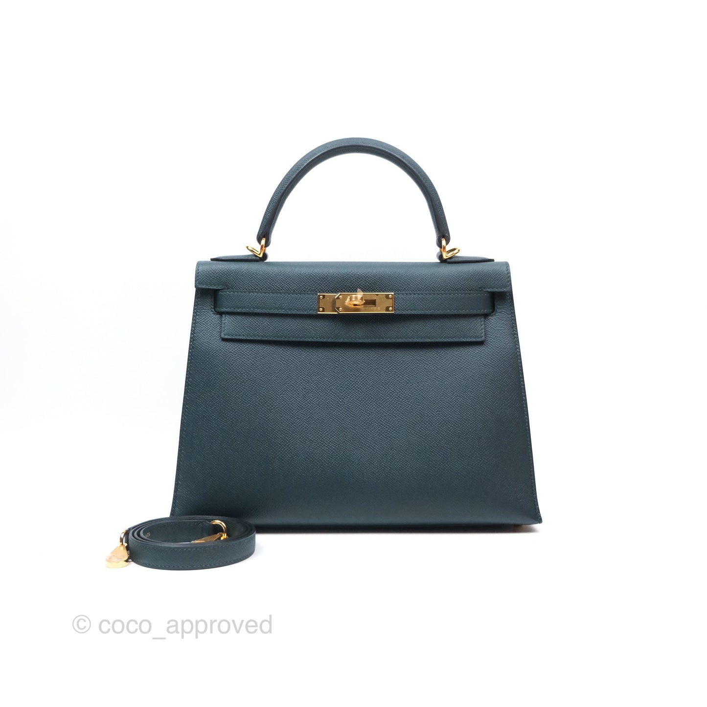 Hermès Kelly II 28 Sellier Vert Cypress 6O Veau Epsom Gold Hardware