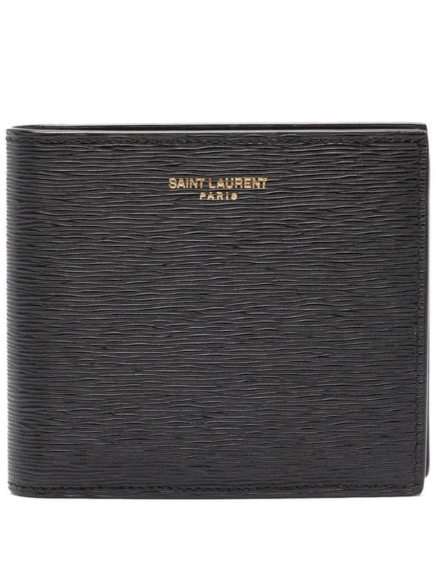 Luxury Saint Laurent East West Leather Half Wallet Black