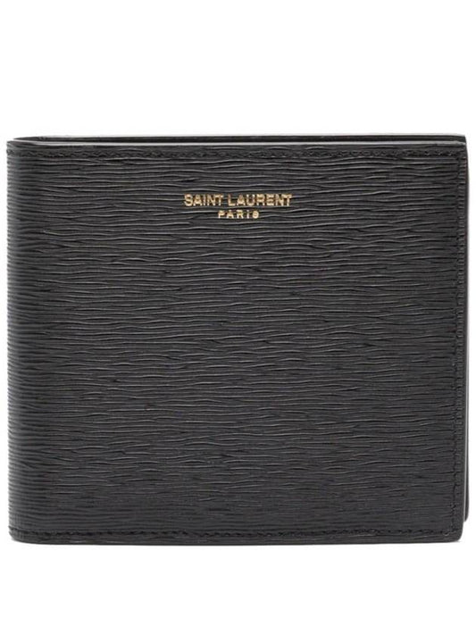 Luxury Saint Laurent East West Leather Half Wallet Black