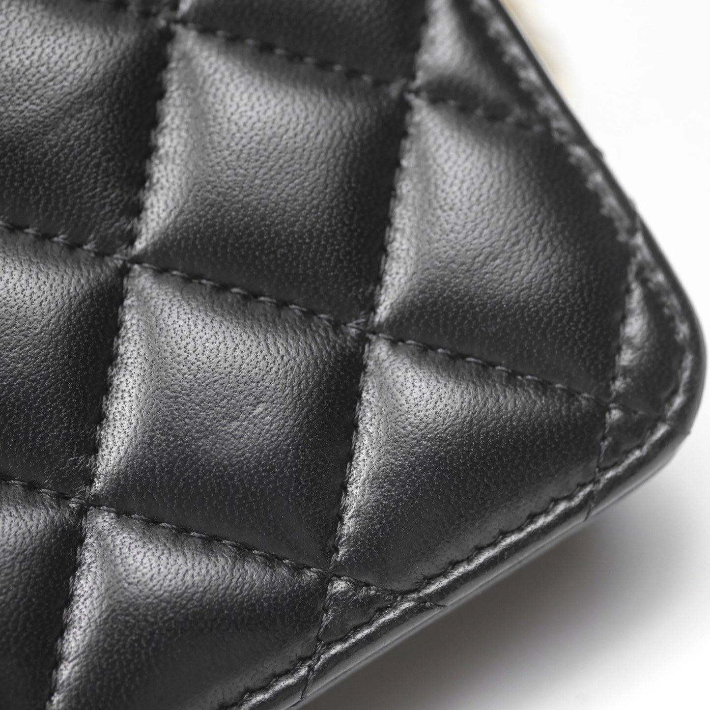Chanel Quilted Pearl Crush Wallet on Chain WOC Black Lambskin Aged Gold Hardware