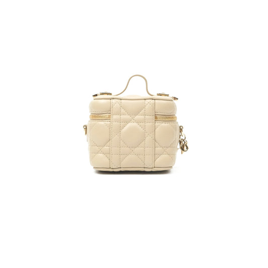 Christian Dior Micro Lady Dior Vanity Case Beige Cannage Lambskin