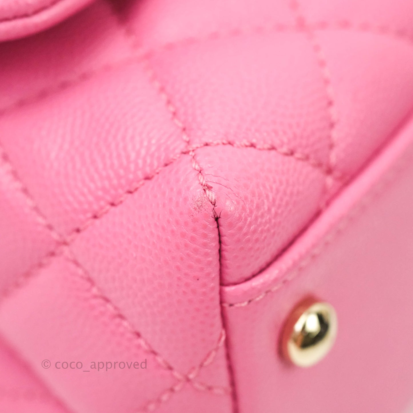 Chanel Extra Mini Coco Handle Quilted Pink Caviar Lizard Embossed Handle Gold Hardware