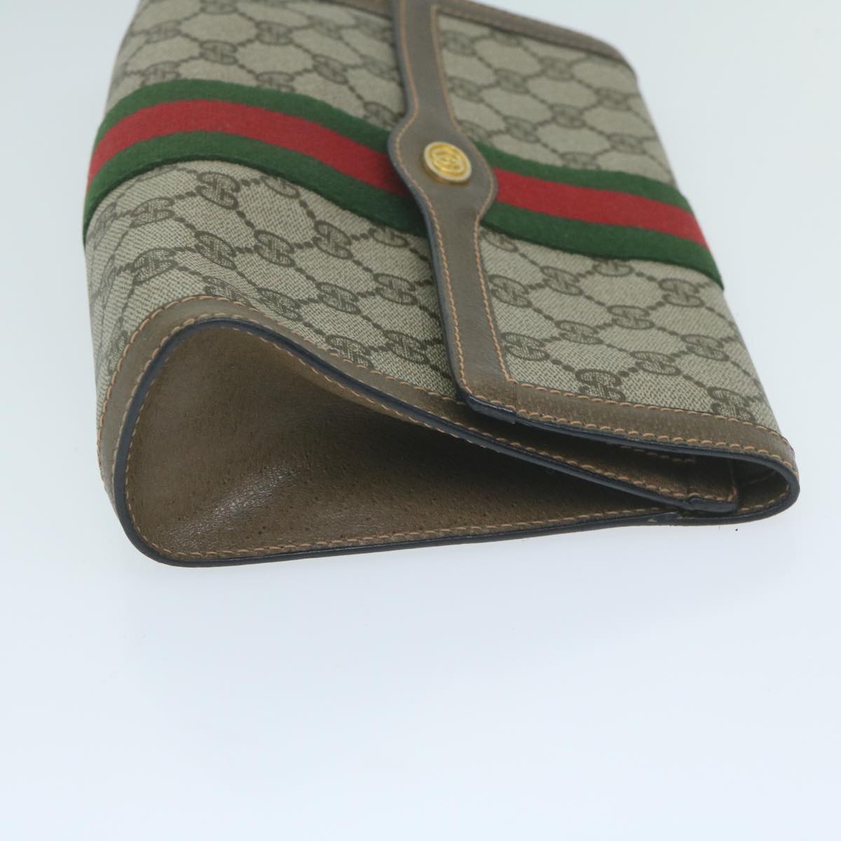 GUCCI GG Supreme Web Sherry Line Clutch Bag Beige Red Green 89 01 006  64125