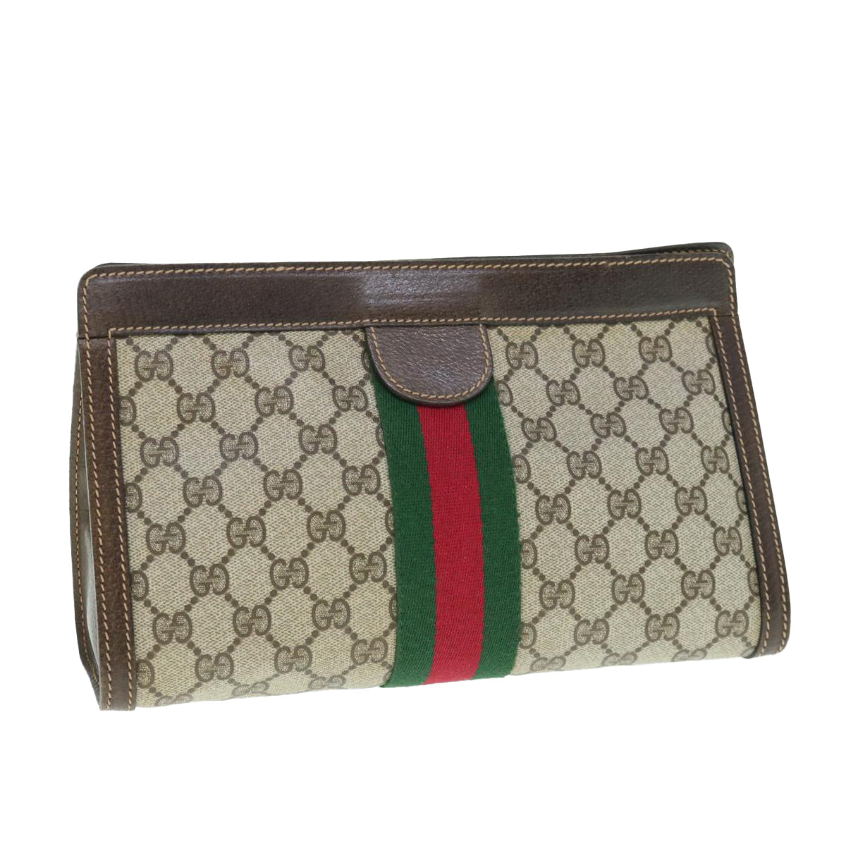 GUCCI GG Supreme Web Sherry Line Clutch Bag Beige Red 41 014 2125 28  64126