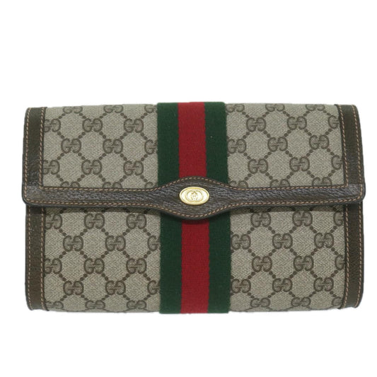 GUCCI GG Supreme Web Sherry Line Clutch Bag Beige Red 67 014 3087  64138