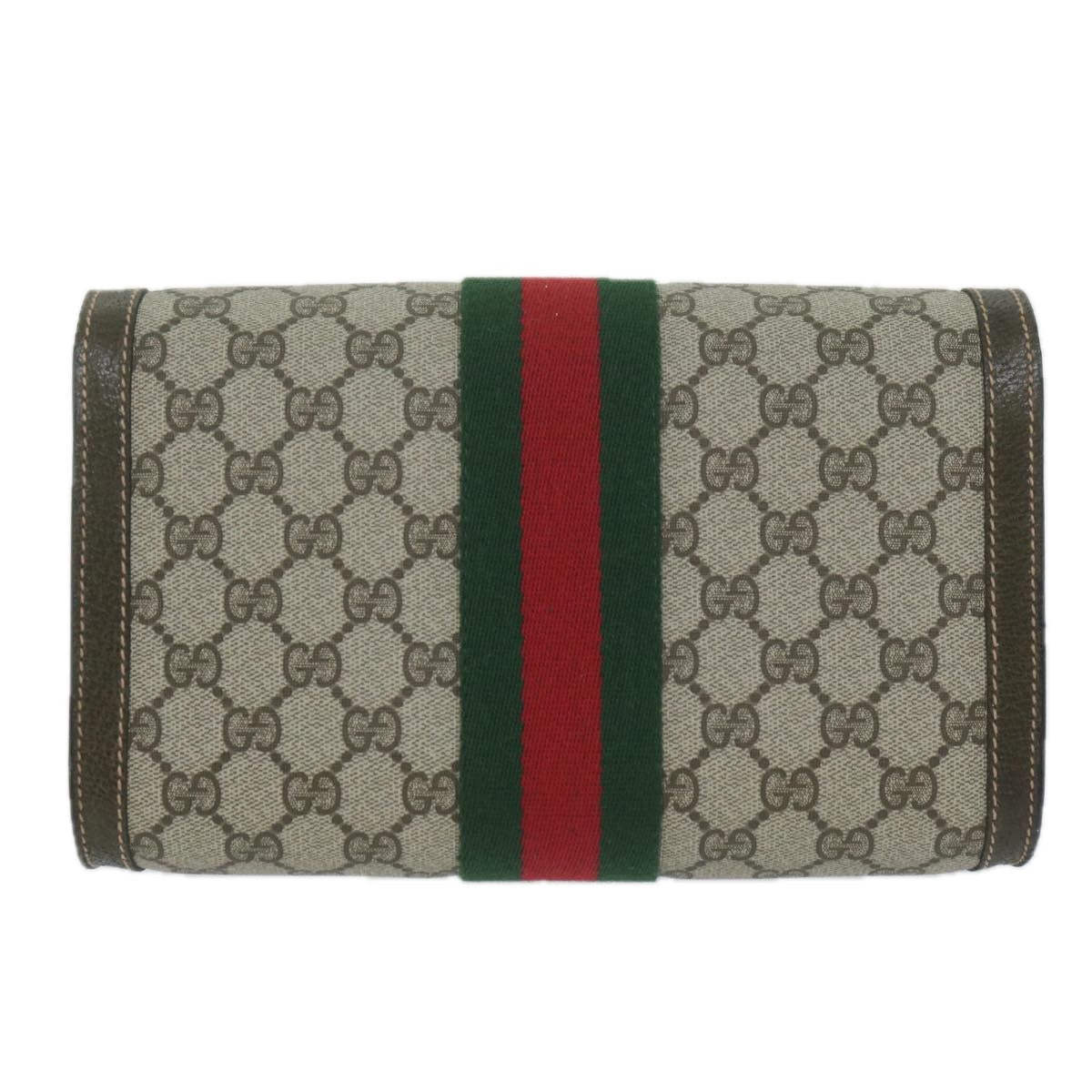 GUCCI GG Supreme Web Sherry Line Clutch Bag Beige Red 67 014 3087  64138