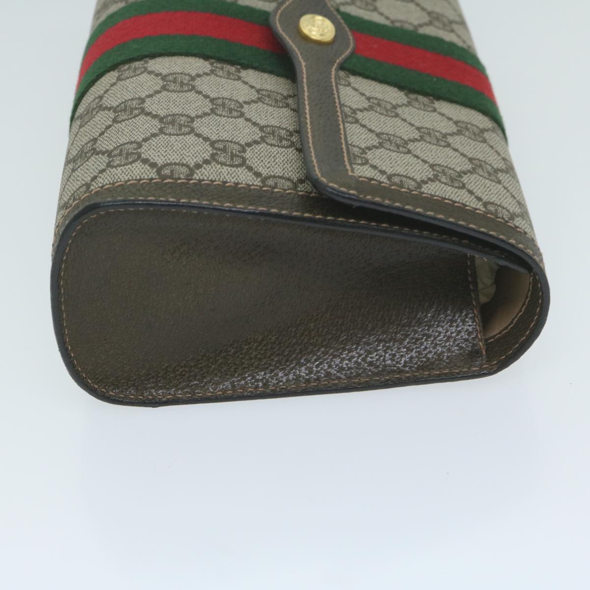 GUCCI GG Supreme Web Sherry Line Clutch Bag Beige Red 67 014 3087  64138