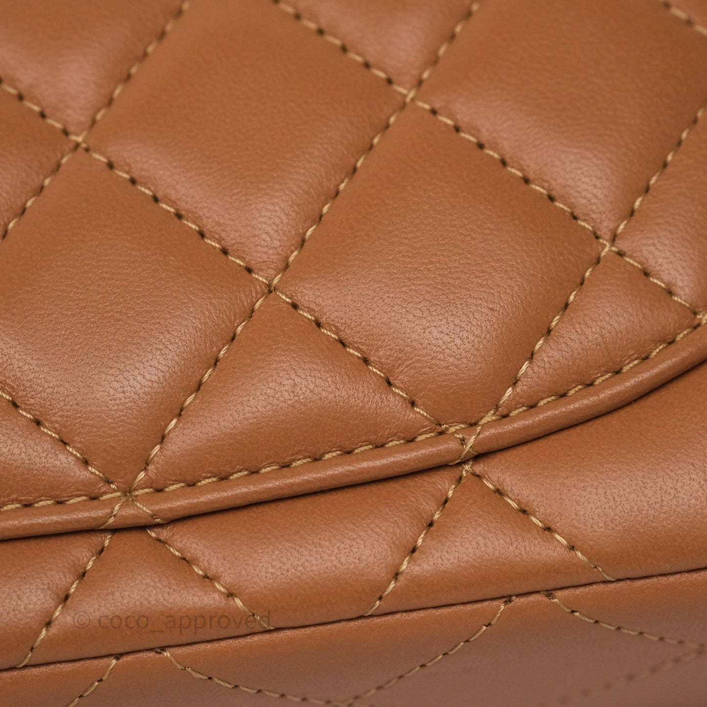 Chanel Mini Rectangular Flap Quilted Caramel Beige Lambskin Gold Hardware