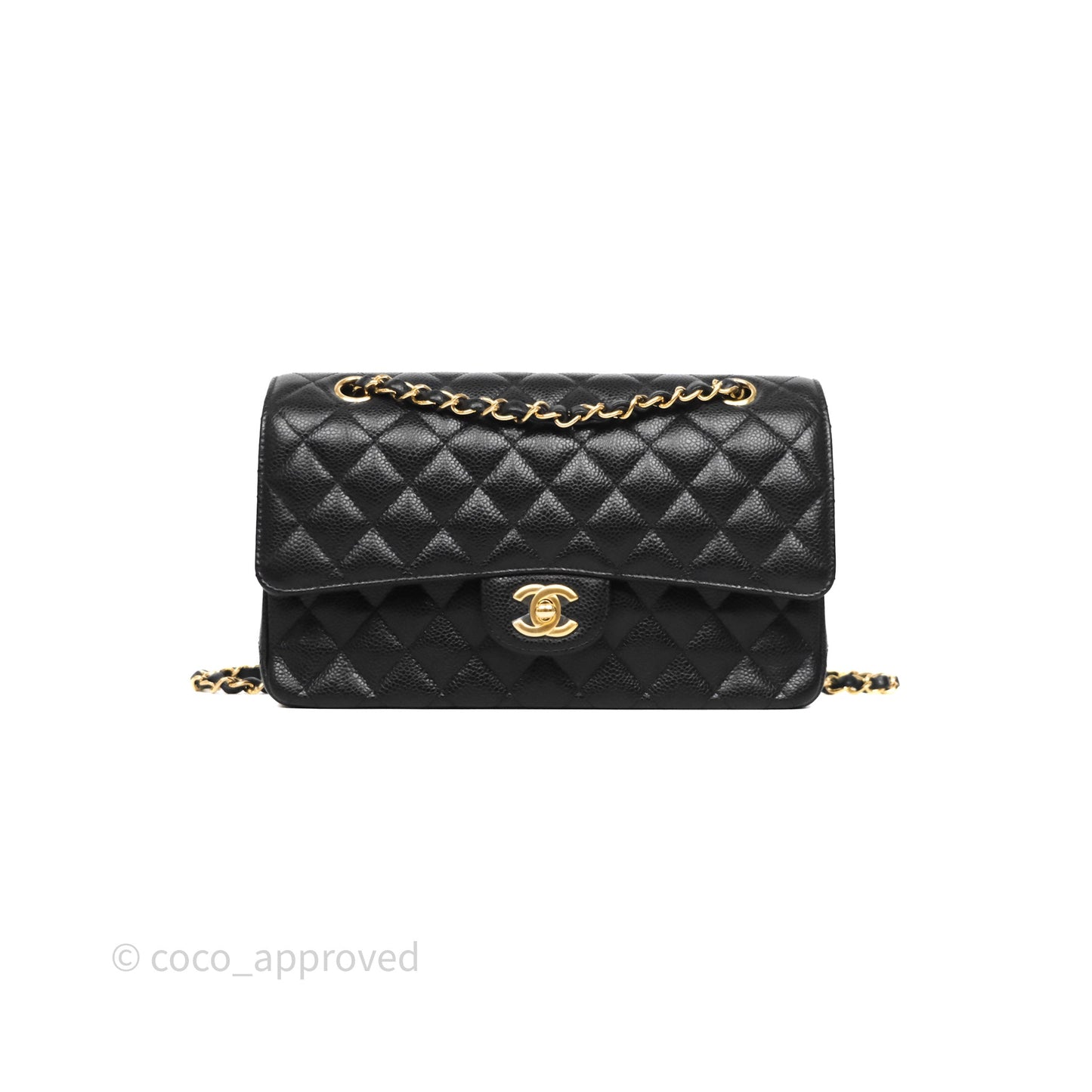 Chanel Classic M/L Medium Flap Quilted Black Caviar Gold Hardware