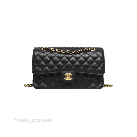 Chanel Classic M/L Medium Flap Quilted Black Caviar Gold Hardware