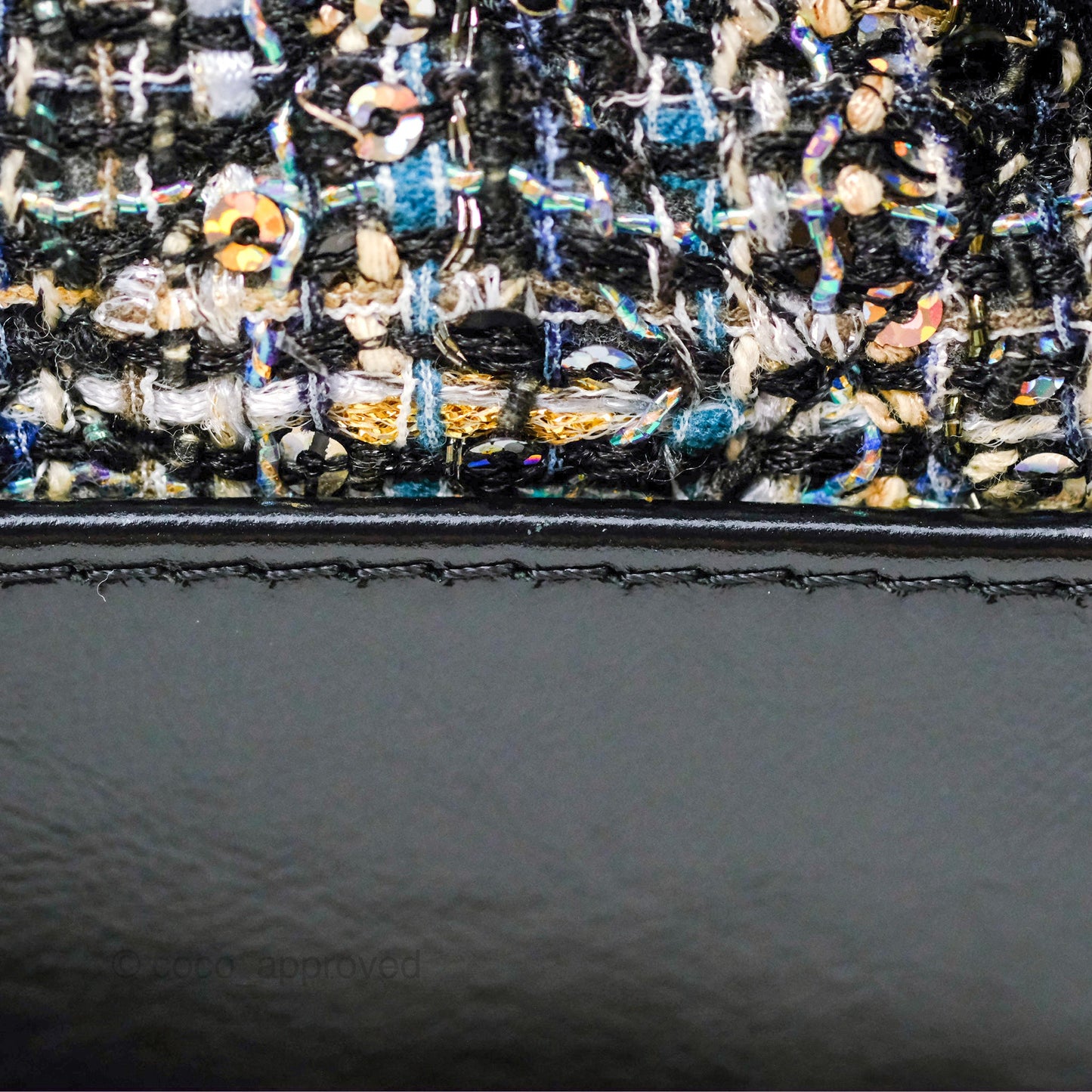 Chanel Large Gabrielle Tweed Green Black Calfskin