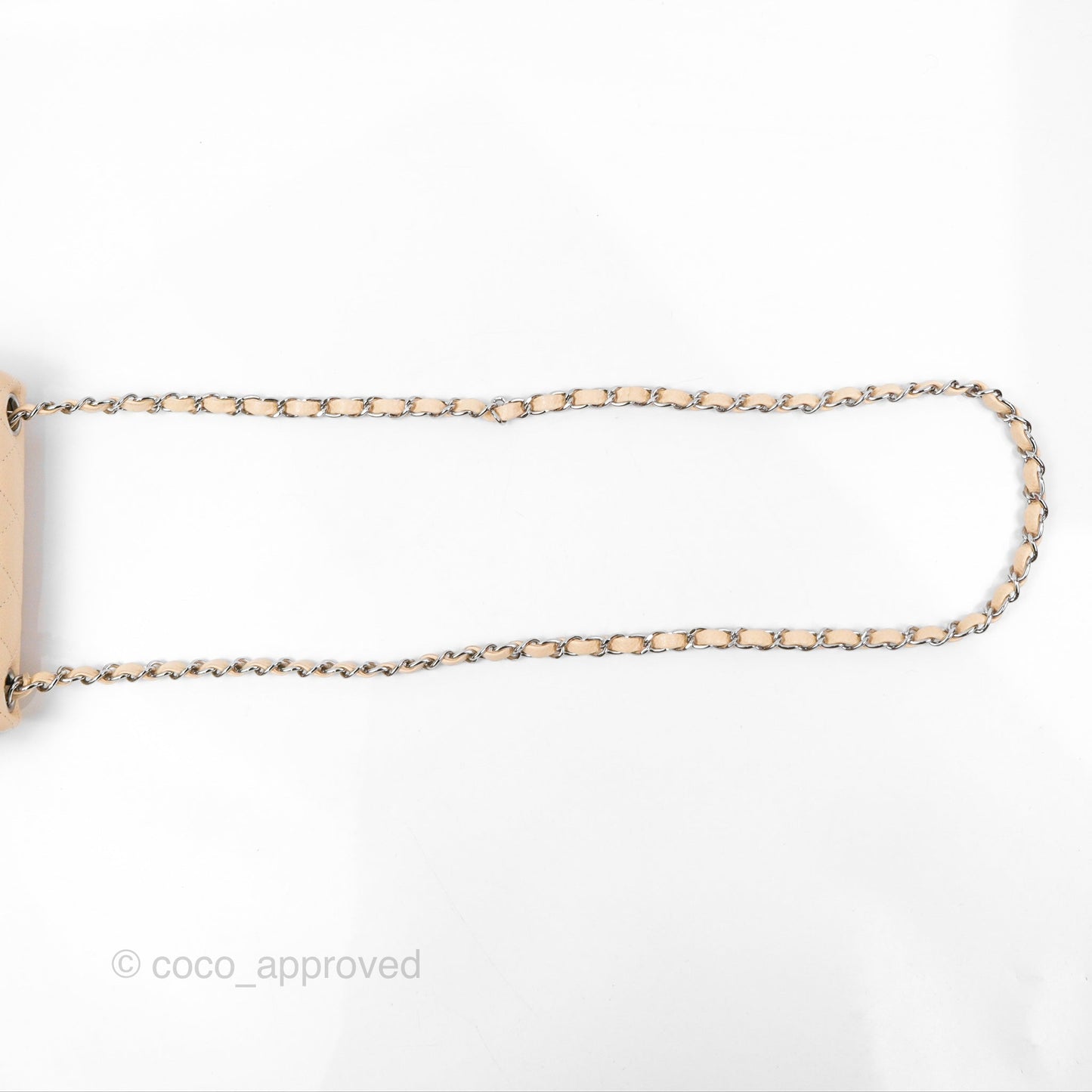 Chanel Quilted Mini Square Flap Light Beige Caviar Silver Hardware