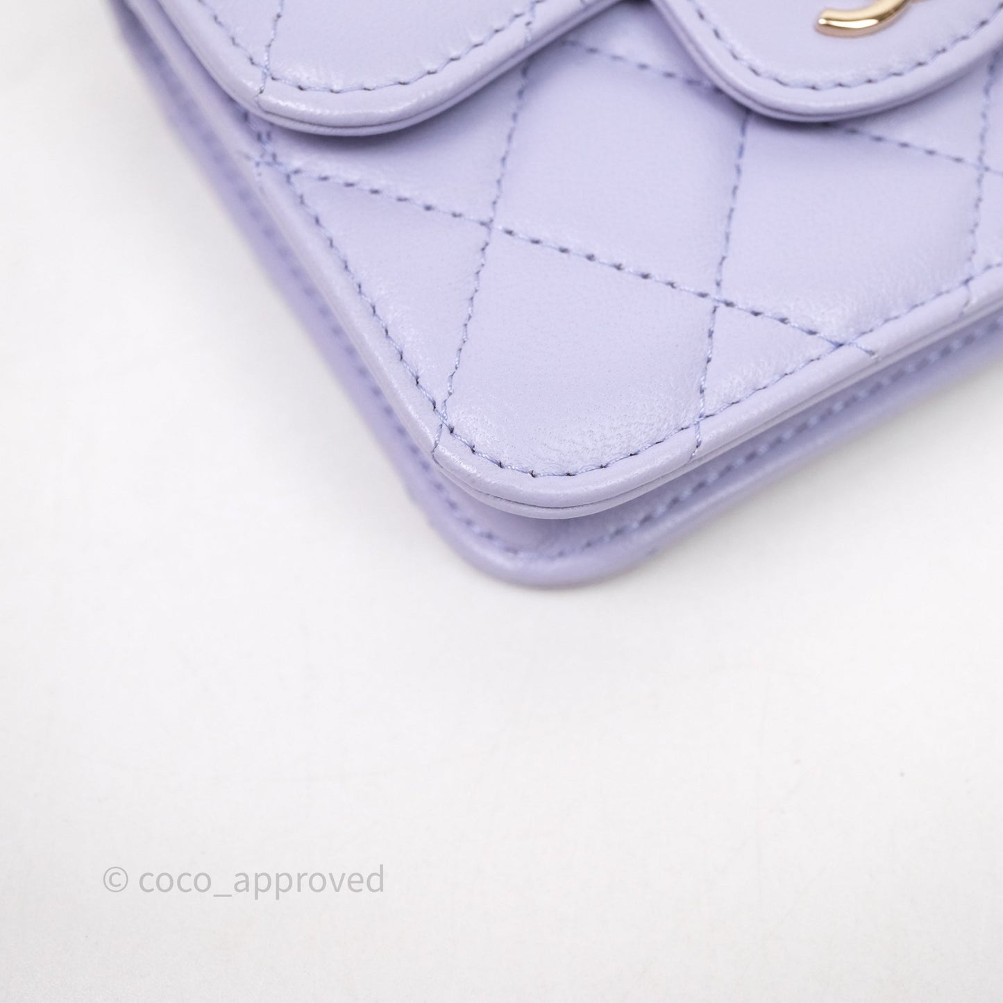 Chanel Mini Handle Flap Coin Purse With Chain Lilac Lambskin Gold Hardware