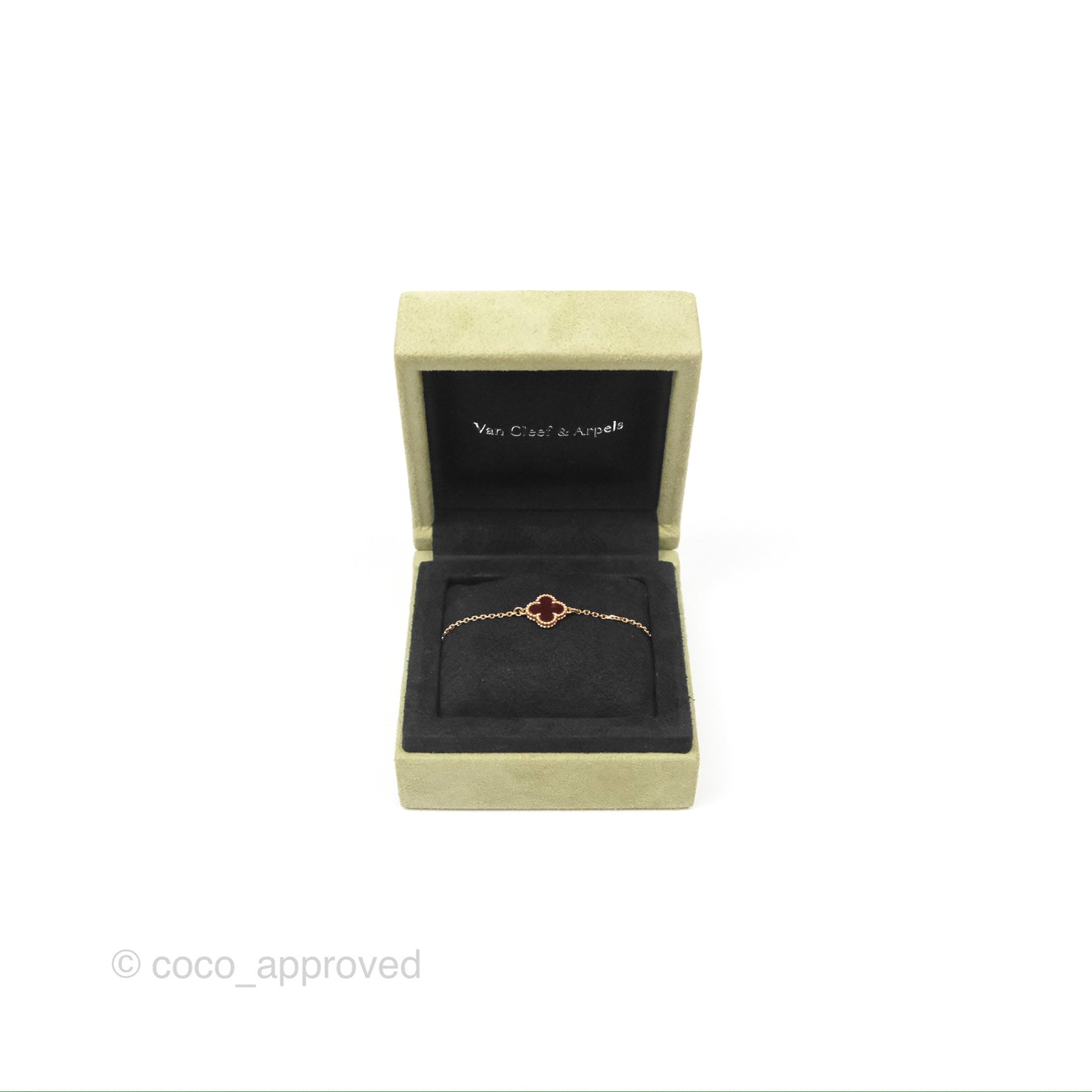Van Cleef & Arpels Sweet Alhambra Bracelet Rose Gold Red Carnelian
