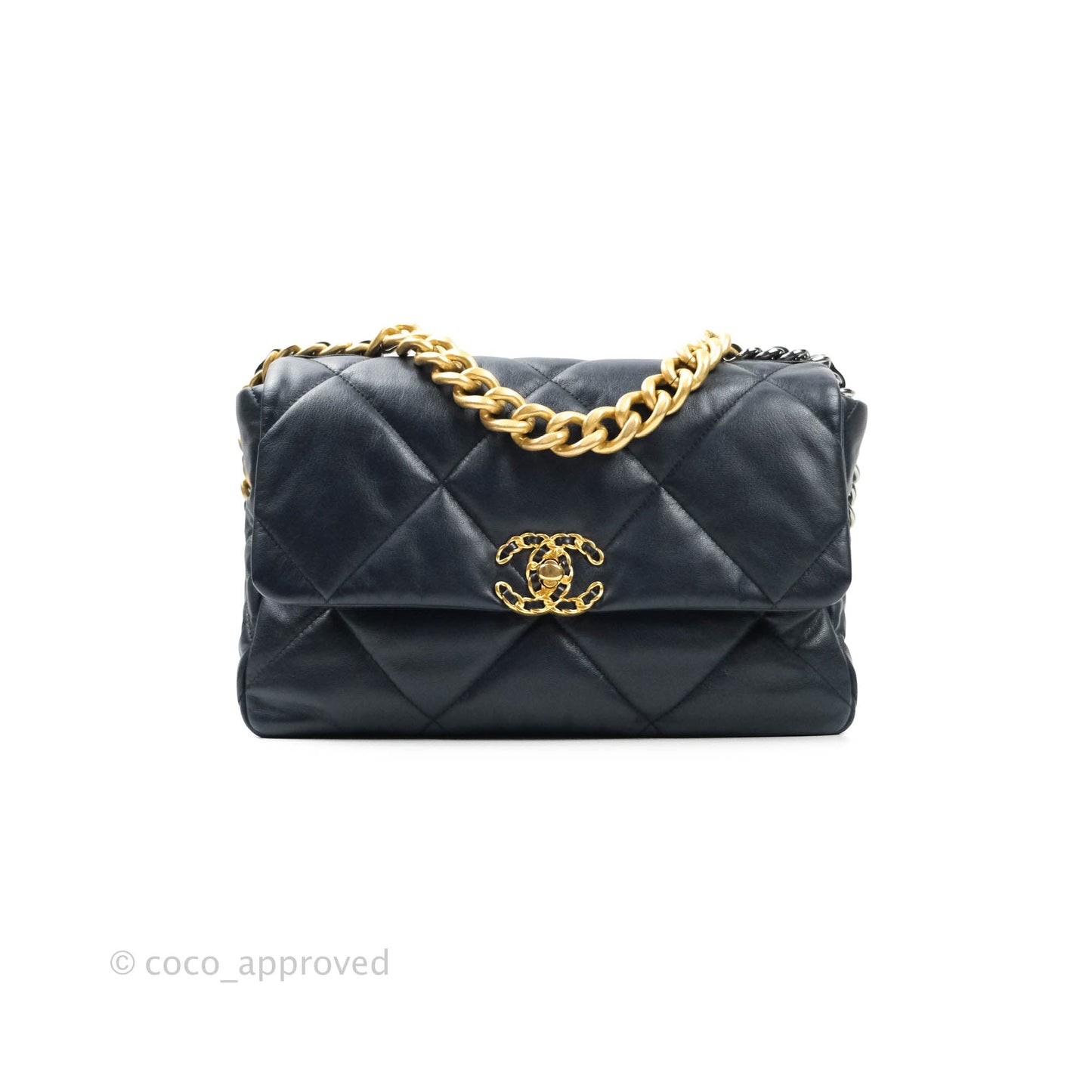 Chanel 19 Medium Dark Navy Mixed Hardware Goatskin