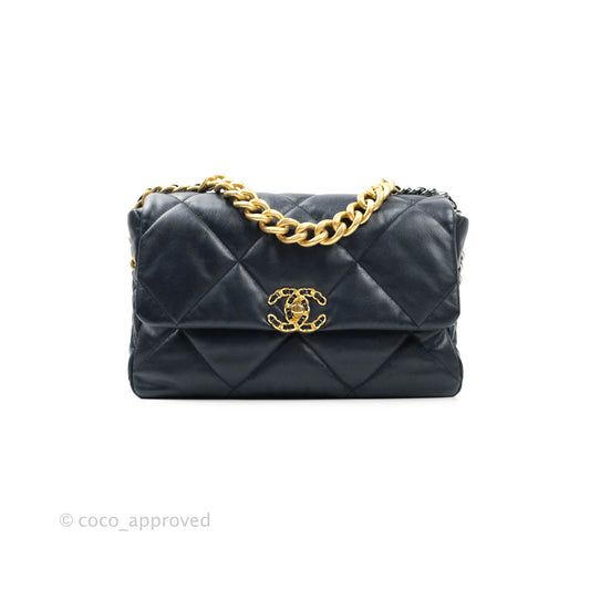 Chanel 19 Medium Dark Navy Mixed Hardware Goatskin