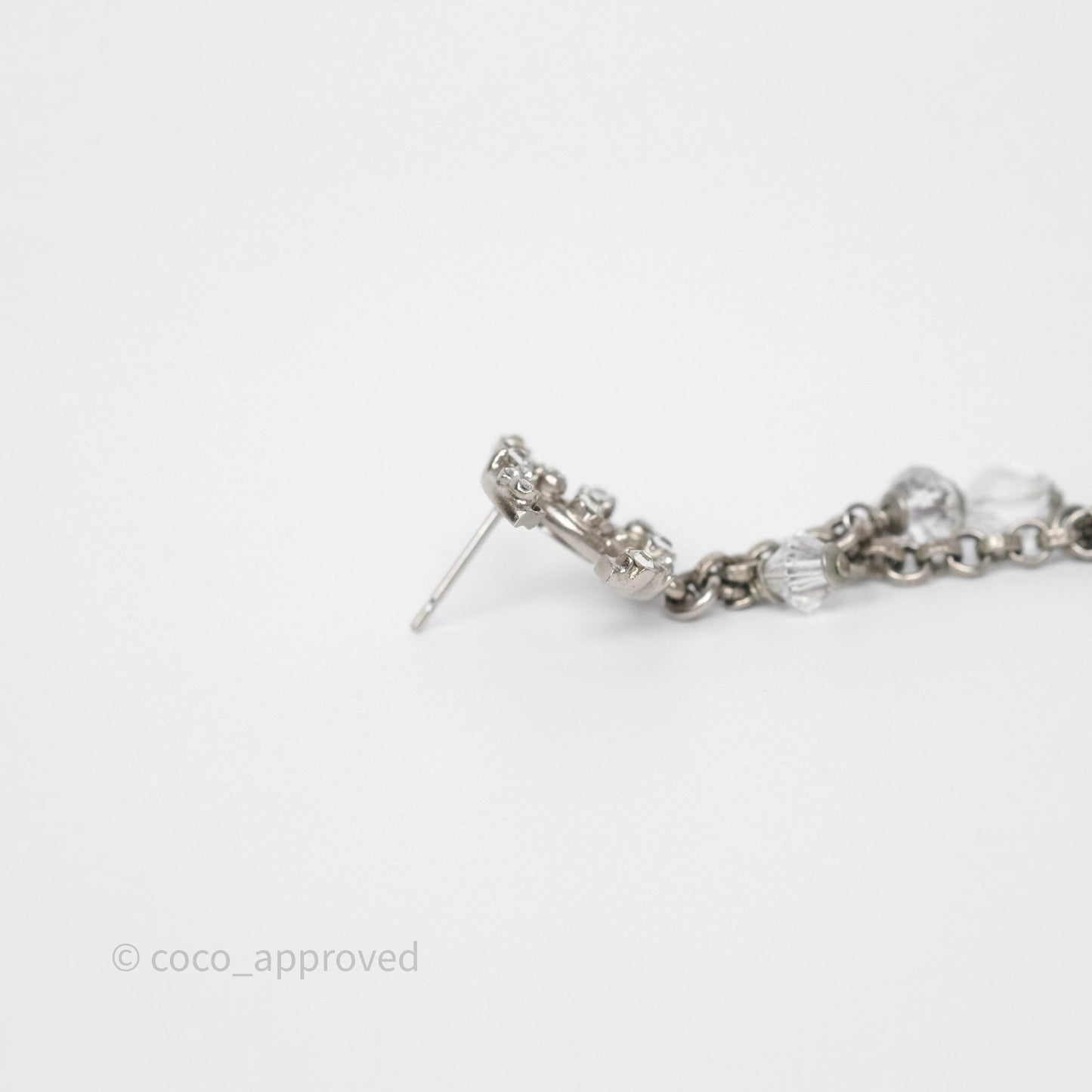 Chanel Crystal CC Drop Earrings Ruthenium Tone 18S