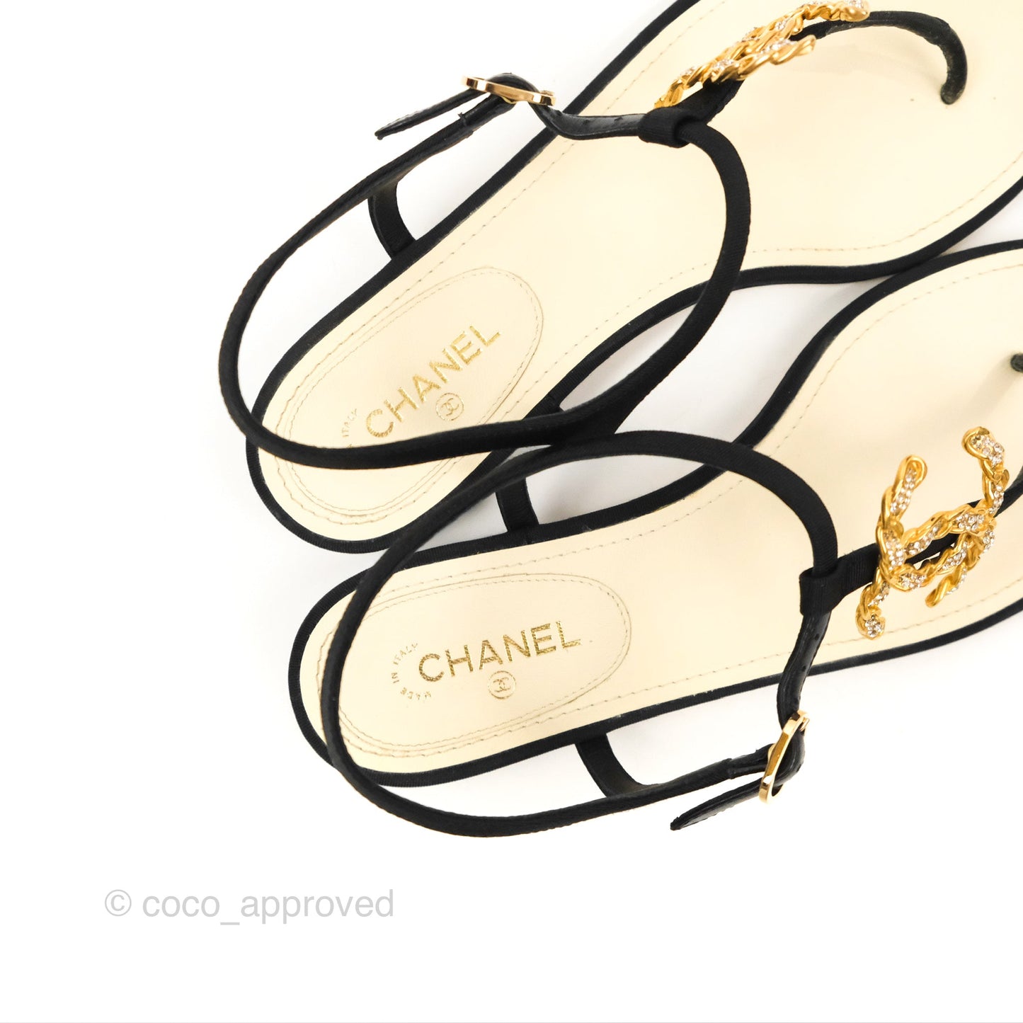 Chanel Jeweled CC Thong Sandals 37.5