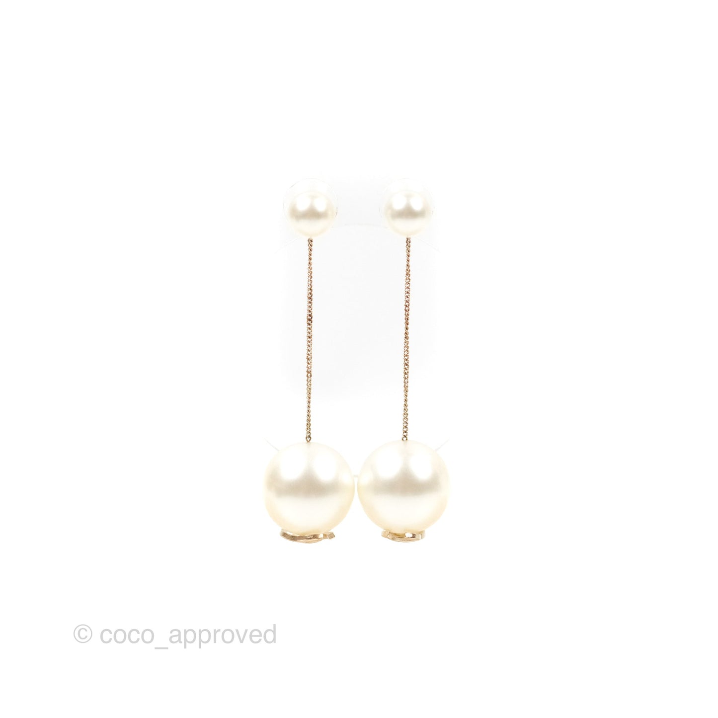 Chanel CC Pearl Drop Earrings