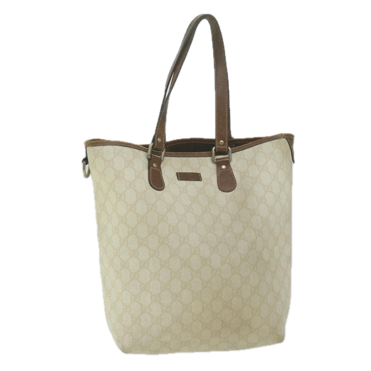 GUCCI GG Supreme Tote Bag PVC Leather Cream 189896  64280