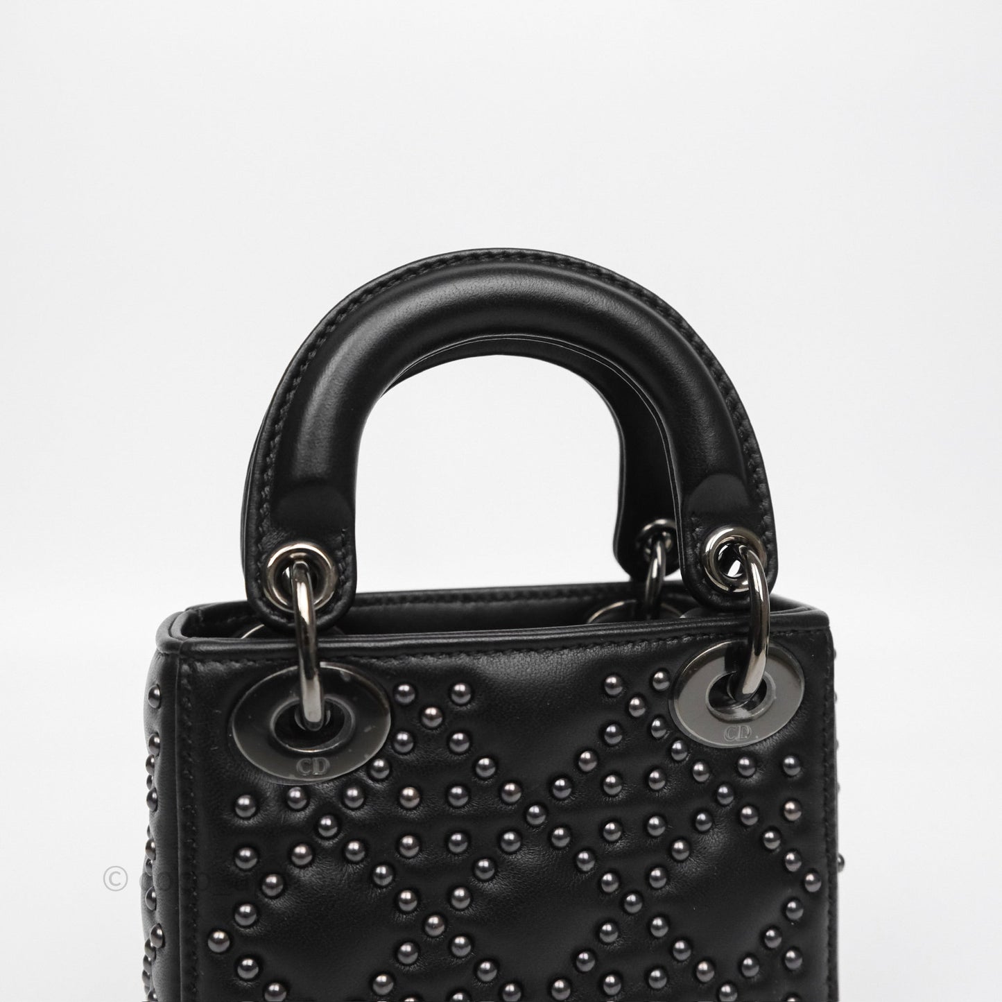 Christian Dior Micro Lady Dior Studded Cannage Black Lambskin