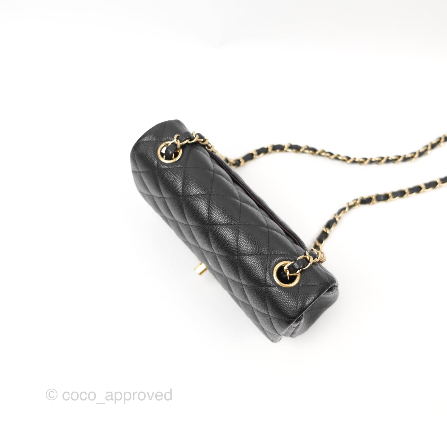 Chanel Quilted Mini Rectangular Black Caviar Gold Hardware 17B