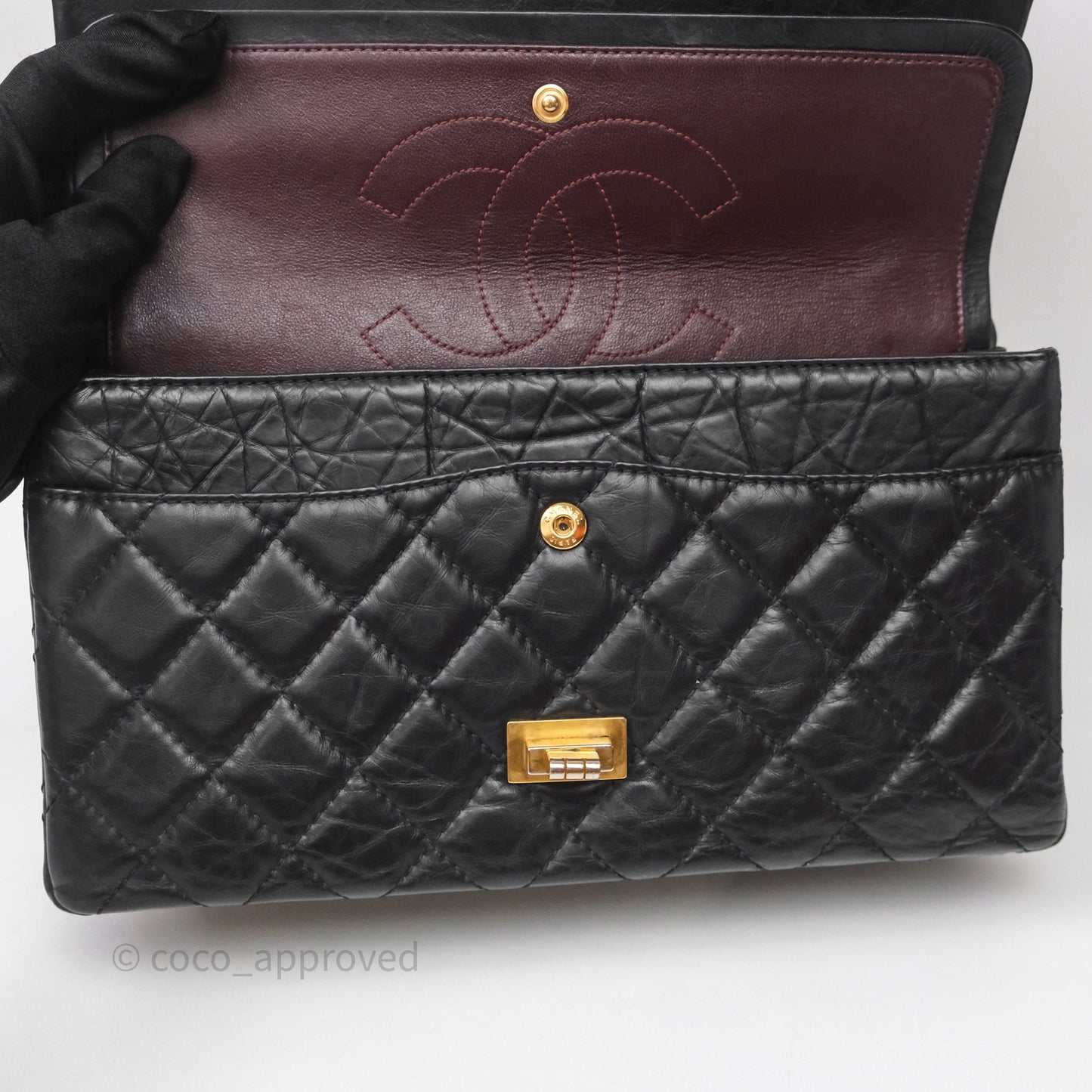Chanel Quilted 2.55 Reissue 226 Flap Bag Black Aged Calfskin Gold Hardware