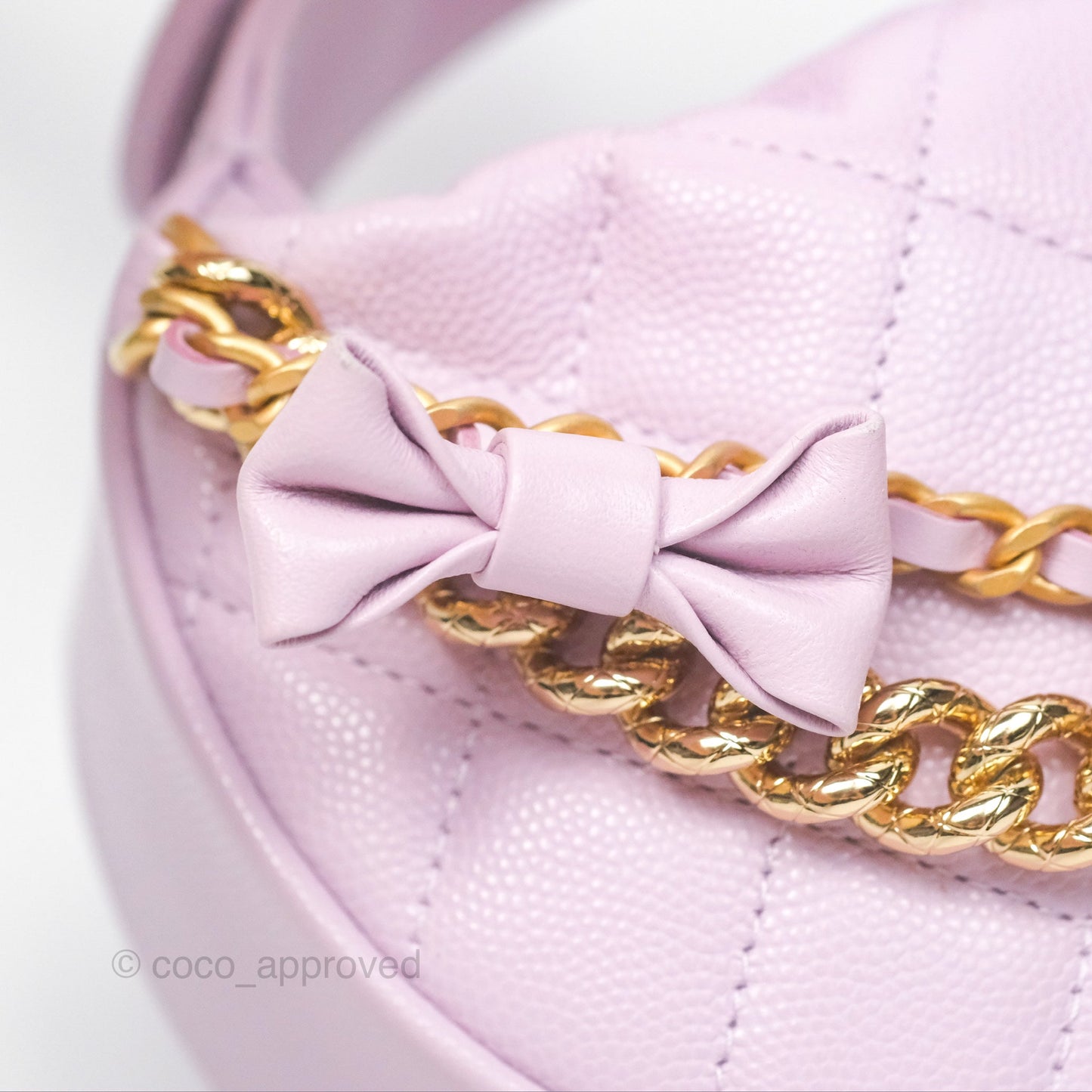 Chanel Bow Hobo Pouch Lilac Caviar Gold Hardware 24S