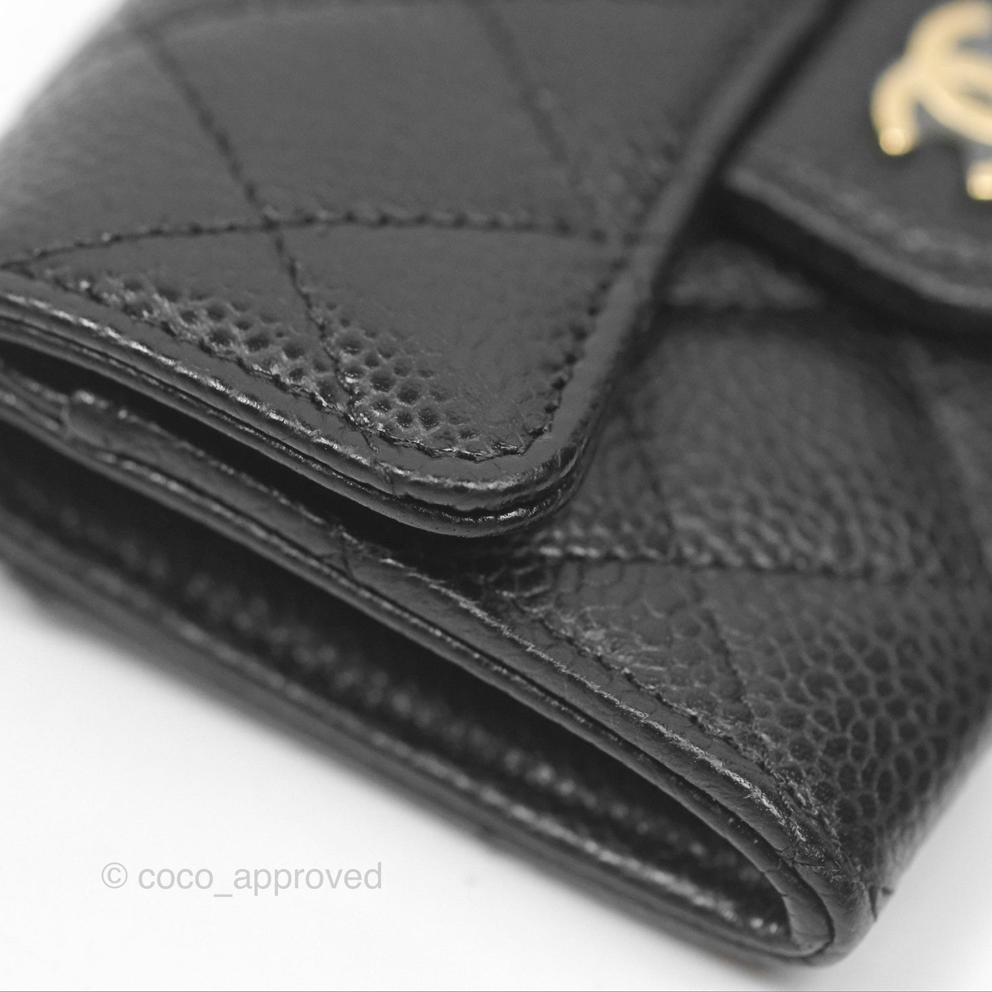 Chanel Quilted Flap Card Holder Caviar Black Gold Hardware