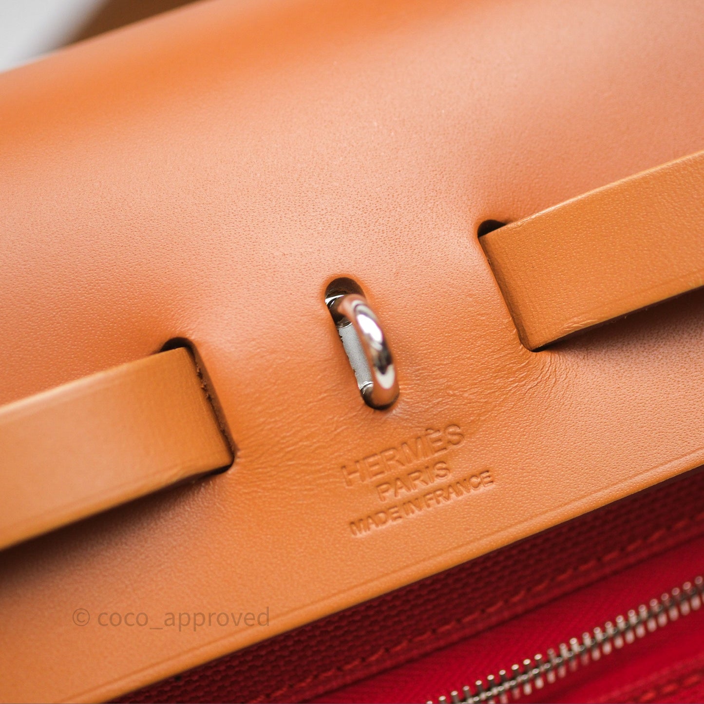 Hermès Herbag Zip 31 Red/Natural Canvas Palladium Hardware