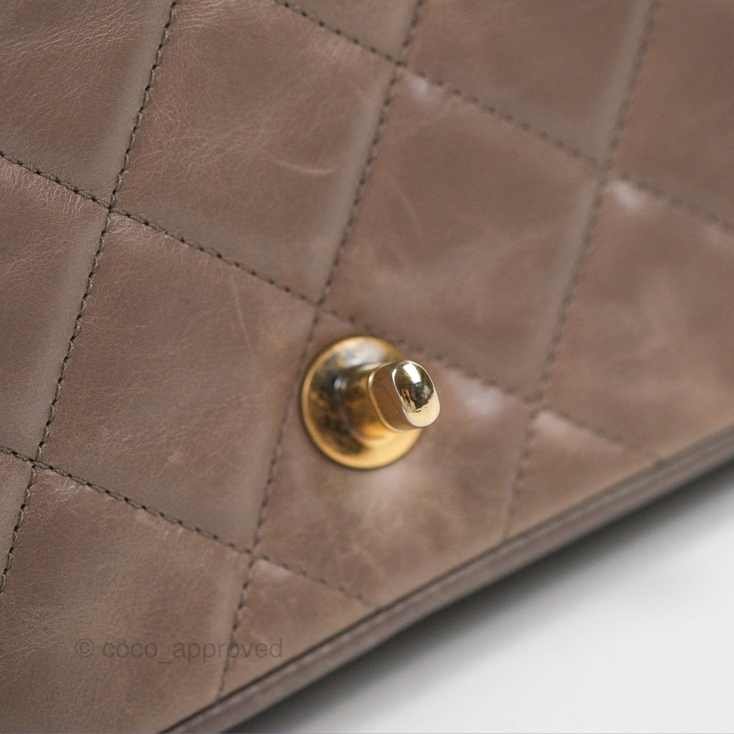 Chanel Gold Bar Single Flap Dark Grey Glazed Calfskin Gold Hardware