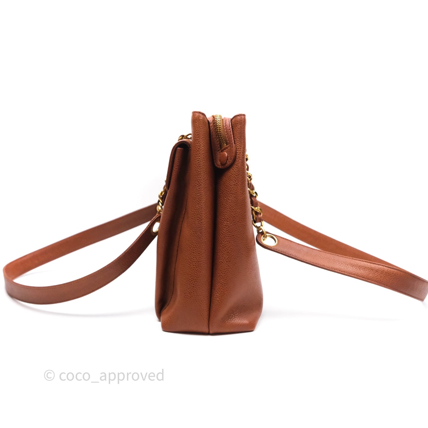 Chanel Vintage Tote Caramel Caviar 24K Gold Hardware