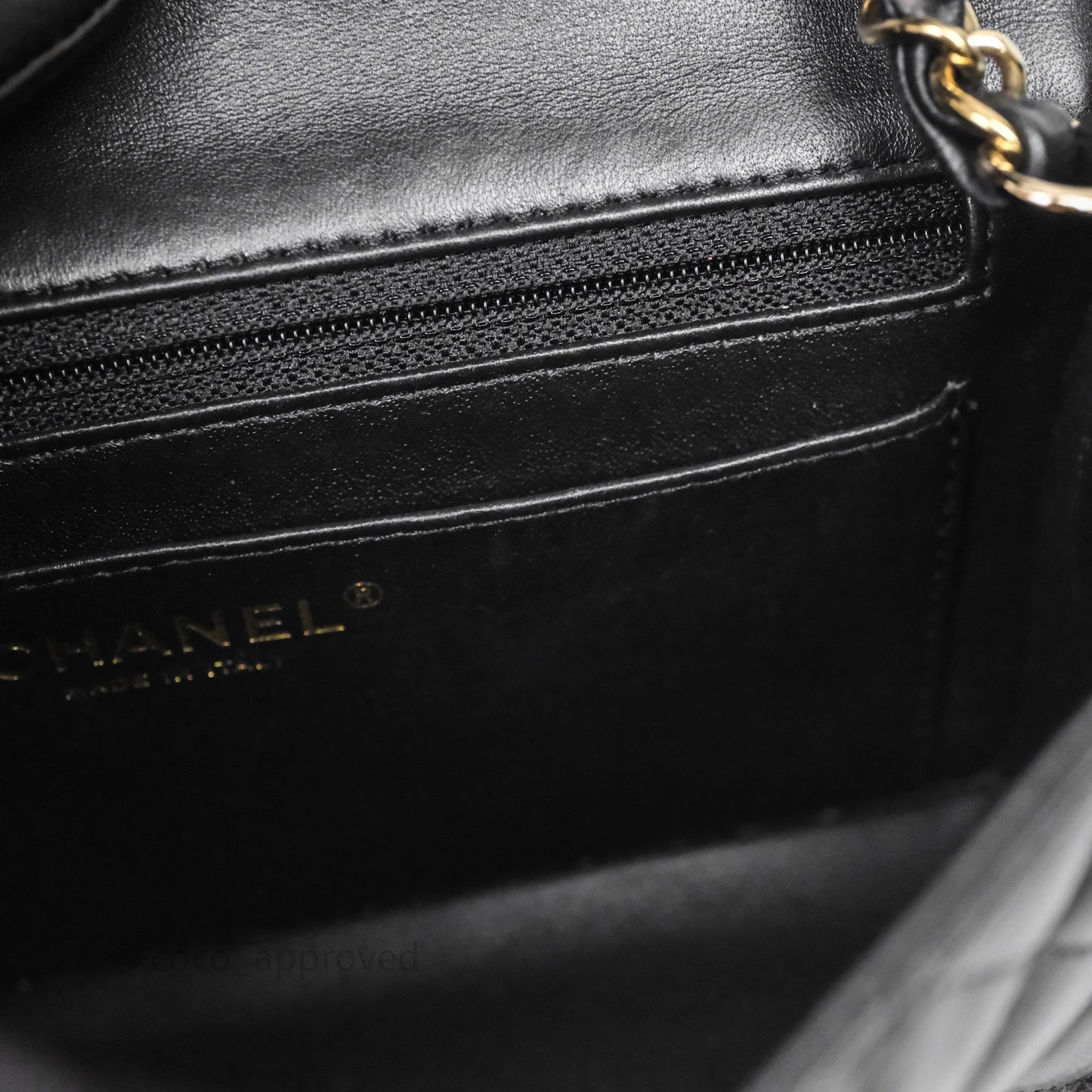 Chanel Mini Rectangular Flap Quilted Black Lambskin Gold Hardware