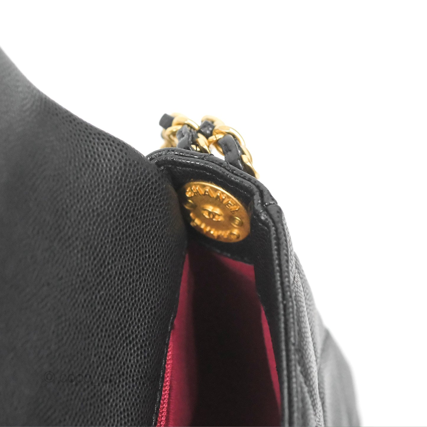Chanel Small Flap with Coin Charm Black Caviar Aged Gold Hardware 22A