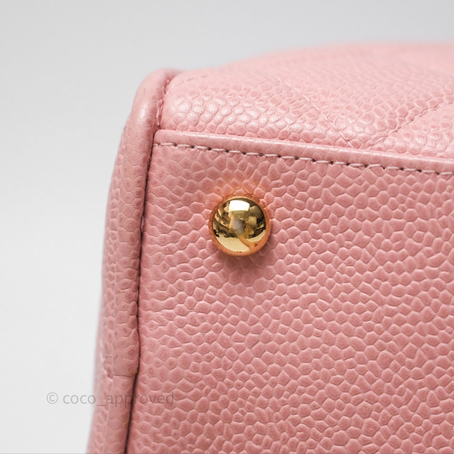 Chanel Vintage Mini CC Boston Bag Sakura Pink Caviar Gold Hardware