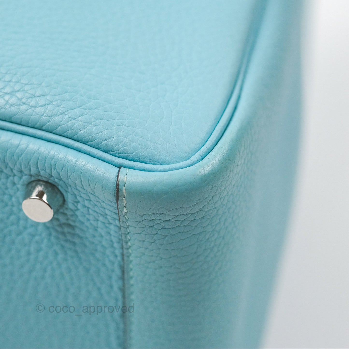 Hermès Lindy 30 Bleu Atoll Clemence Palladium Hardware