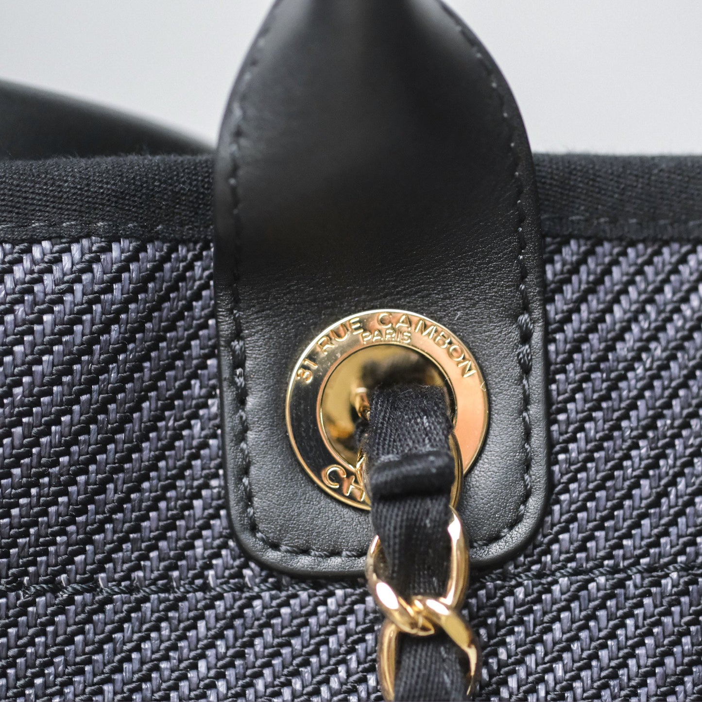 Chanel Canvas Deauville Large Tote Navy Gold Hardware